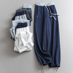 撞色松紧腰加绒加厚廓形遮肉抗皱有型香蕉弯刀裤 女Q280 运动休闲裤