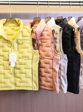 冬天也要自由动创意弹力拼接运动外穿立领轻盈保暖女羽绒马夹M031