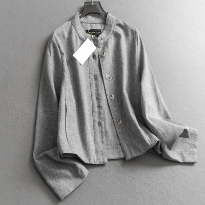 极简老钱风立领宽松显瘦夹克外套