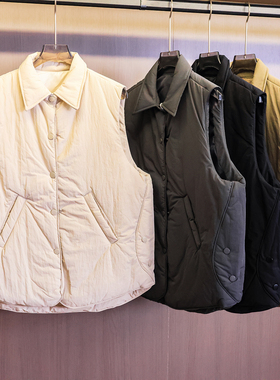 纯色翻领宽松夹棉加厚棉服背心外套25冬季新款无袖坎肩女马夹M417