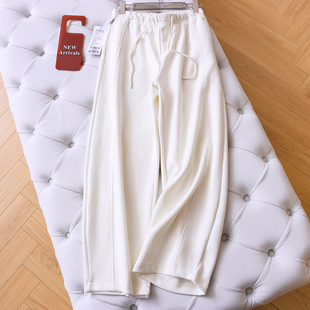 女卫裤 够软糯 休闲裤 立体剪裁抽绳松紧腰纯色弯刀裤 Q093 够垂顺