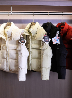 撞色宽松显瘦可脱卸连帽面包服2025冬季新款长袖百搭女羽绒服B559