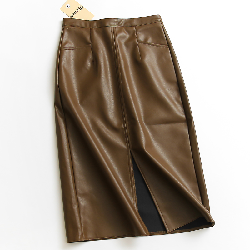 纯色高腰显瘦修身开叉包臀裙