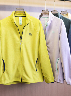 轻量户外运动休闲风立领插肩袖纯色摇粒绒保暖加厚长袖女外套N795