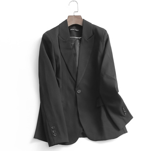 2022简约百搭长袖 新款 女小西服 领外套秋季 A711纯色显瘦一粒扣西装