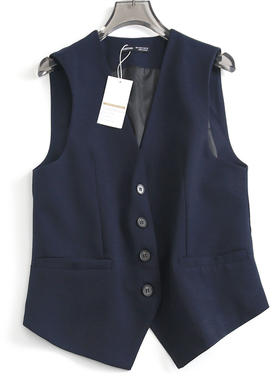 纯色显瘦V领单排扣无袖外搭坎肩叠穿背心简约百搭通勤女马夹M243