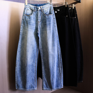 新款 2025秋季 阔腿裤 弯刀裤 B257 大裤 女牛仔裤 脚显瘦高腰百搭香蕉裤