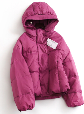 纯色防水宽松H型廓形连帽肯豆风加厚短外套长袖百搭女羽绒服H840