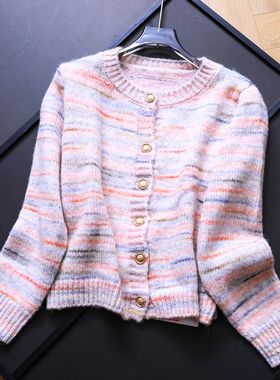 微微绒感段染纱软糯治愈圆领针织开衫2025秋季新款长袖女毛衣B282