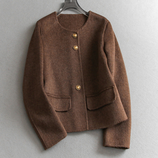 毛呢外套Q645 女装 匠心臻品小个子友好 绵羊毛圆领双面呢大衣长袖