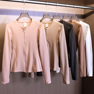 双面磨毛轻量户外保暖圆领显瘦修身 休闲女外套B573 双拉链高弹长袖