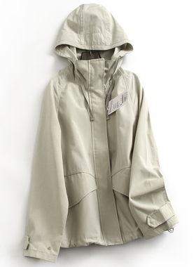 纯色宽松显瘦a字版型耐久防水2025春季新长袖女休闲连帽外套J984