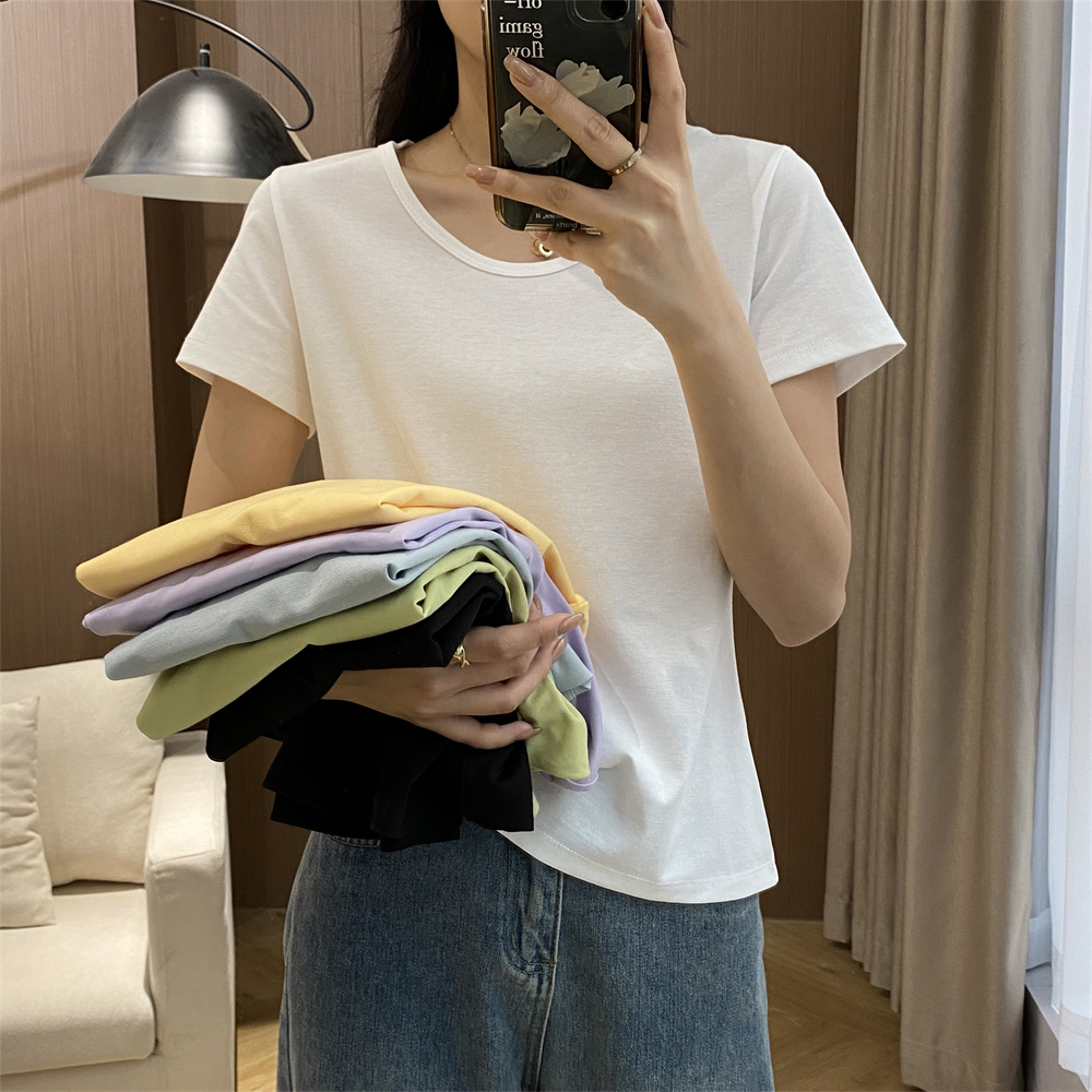 短袖简约百搭圆领T恤修身打底衫
