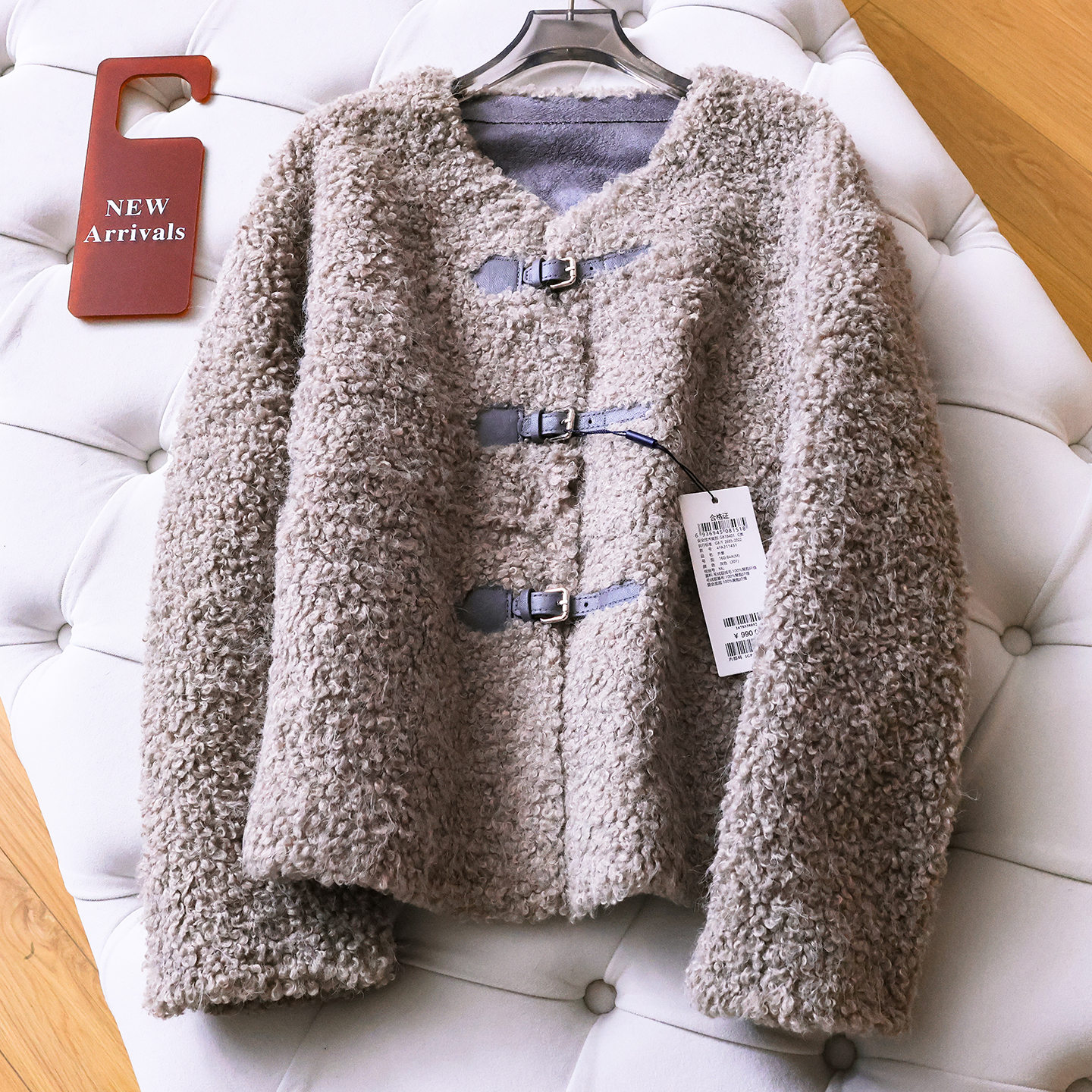 皮毛一体仿羊羔毛长袖女装外套