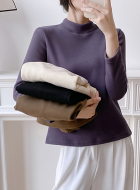 400克加绒加厚蚕丝羊毛半高领打底衫T恤百搭修身显瘦保暖衣女Q041