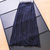 包容多种身材 纯色松紧腰显瘦百褶裙气质通勤中长款 女半身裙M099