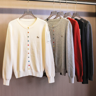 女针织衫 彩色纽扣软糯舒适圆领针织开衫 长袖 新款 M148 外套2025冬季