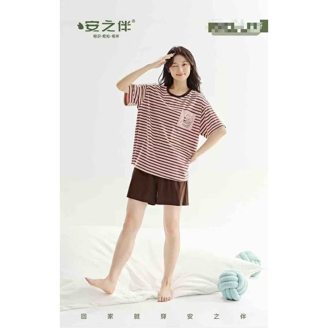 全棉睡衣女夏纯棉短袖短裤图片