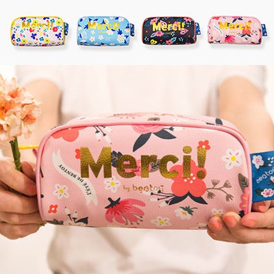 卷毛台湾花朵笔袋文艺化妆包