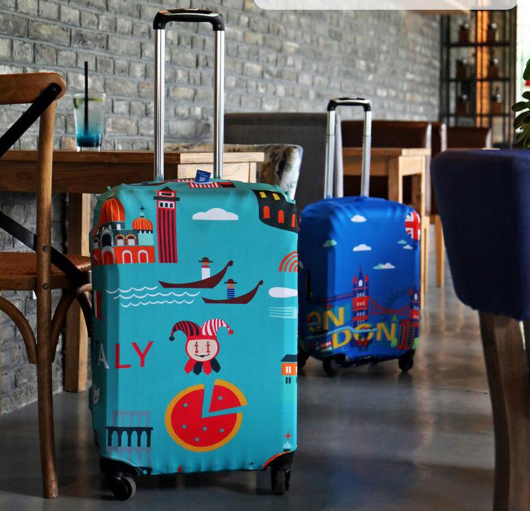 外单彩色涂鸦行李箱弹力防尘罩旅行箱托运保护套行李箱套20寸盒装