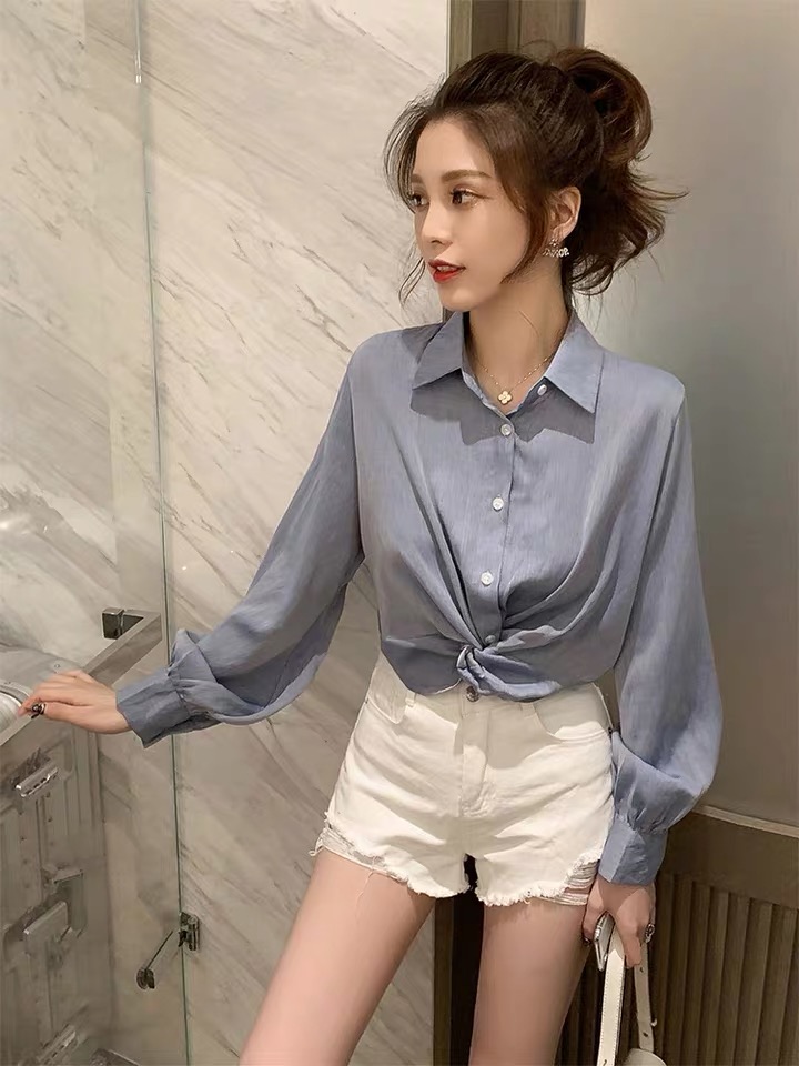 Spring new early autumn white loose long sleeve shirt goddess design