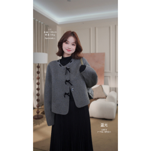 气质氛围感毛呢外套内搭百褶裙套装 秋冬法式 雾巷遗暮 板栗西西