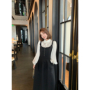 气质设计感领口内搭上衣背带裙套装 秋冬法式 暮影光随 板栗西西