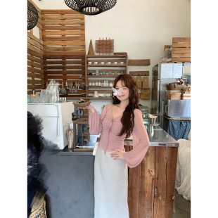 女两件套 气质温柔风春夏粉色上衣半身裙套装 板栗西西 梵音仙境