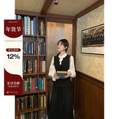 板栗西西 莫妮卡曲 赫本风黑色气质A字连衣裙子女叠穿背心长裙