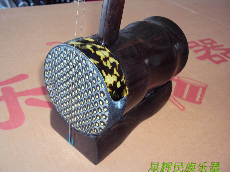 黑檀龙头花鼓大筒黑檀木圆筒二胡琴花鼓戏民族乐器送盒子包邮