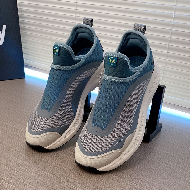 吉星宇男士2024夏季新款一脚蹬运动休闲鞋透气网面鞋舒适百搭男鞋