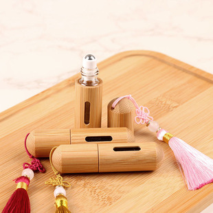 5ml 瓶中国风多特瑞定制logo 流苏精油滚珠瓶天然竹木开窗走珠分装