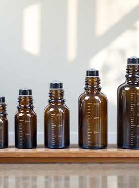 滚珠瓶5ml10ml30ml50ml刻度玻璃滚珠瓶精油香水分装瓶避光空瓶