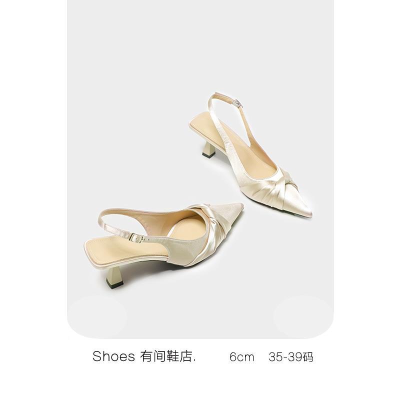 有间鞋店~法式高跟鞋女2025新款细跟尖头凉鞋女百搭配裙子单鞋