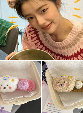 【花生女郎】毛绒布丁熊 可爱鸭嘴夹大号发夹头饰夹子 X01