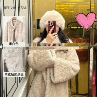 保暖高级感富家千金显瘦毛毛外套 韩系环保皮草女冬季 花生女郎