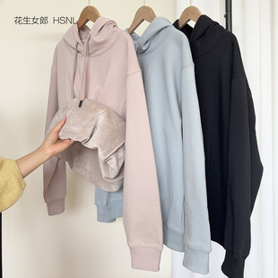【花生女郎】2026秋冬超柔银狐绒连帽卫衣 加绒加厚上衣男女款