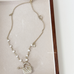 珍珠项链 高品质小香风珍珠包包项链 有调节链 花生女郎