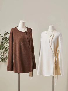 花生女郎 柔软毛衣针织衫 新中式 100%羊毛羊绒 外套 中长款