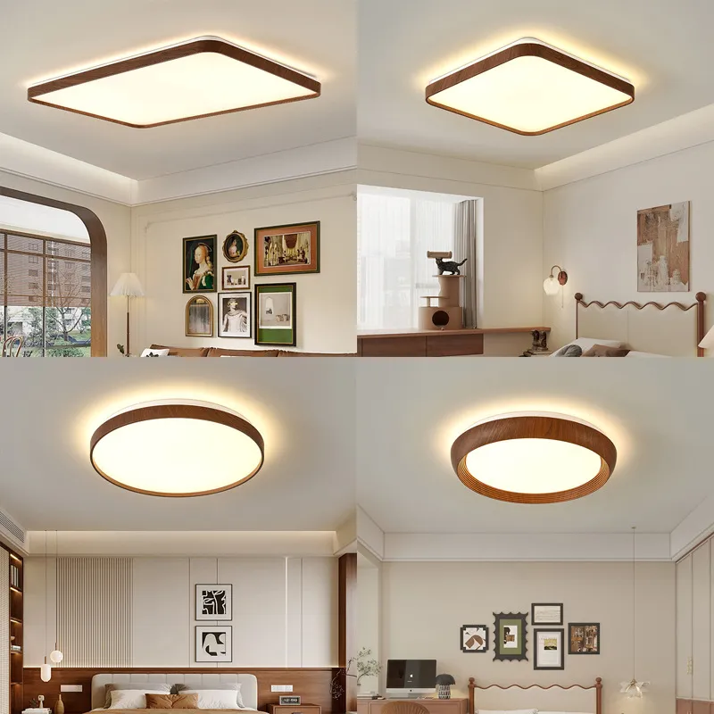 新款木中古风LED吸顶灯客厅卧室灯简约现代大气餐厅灯阳台灯具