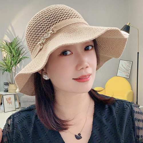折叠遮阳帽子女夏季洋气遮脸太阳帽出游大帽檐渔夫帽防晒帽草帽女