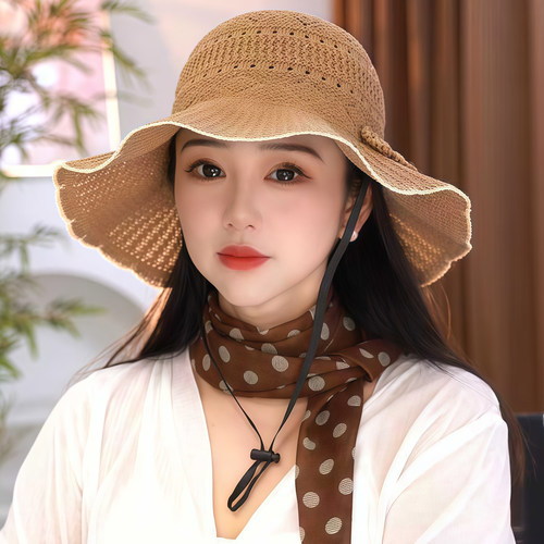2026新款遮阳防晒帽子女夏季防紫外线遮脸沙滩草帽渔夫帽太阳帽女