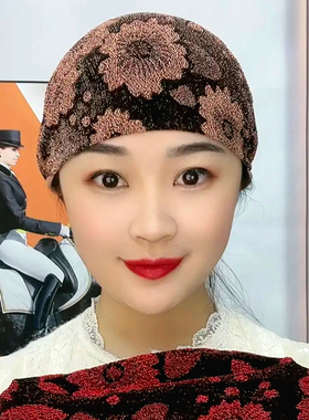 夏遮白发包头帽女弹力帽时尚洋气