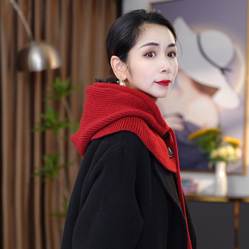 秋冬季帽子围脖一体针织帽拉法帽女包头帽护耳保暖围巾帽套头帽女