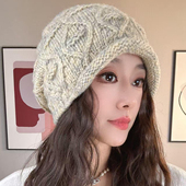 秋冬保暖针织包头帽2025新款 洋气百搭护耳毛线帽子冷帽堆堆帽 时尚