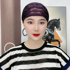 蕾丝网纱遮白发帽子女2025新款秋季优雅洋气透气盘发包头帽头巾帽