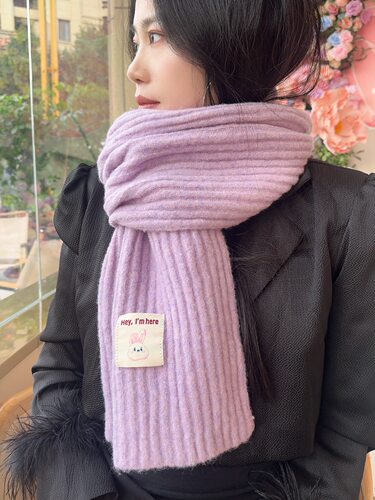 清新色色围巾冬季女羊毛绒围脖韩系氛围感针织护颈保暖高级感2025