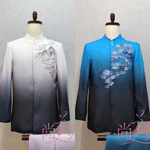 《北京出租》中国风刺绣中山装民国风合唱团民乐团舞台演出服装