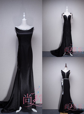 【北京出租】女士黑色高档修身宴会礼服黑色鱼尾修身晚礼服实体店