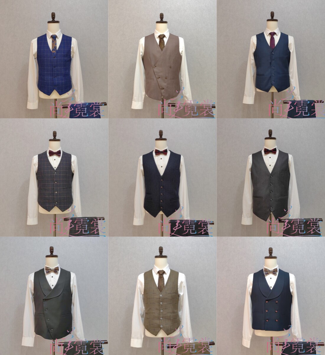 北京出租英伦复古西服马甲三件套高端灰色格纹新郎结婚礼服帅气时